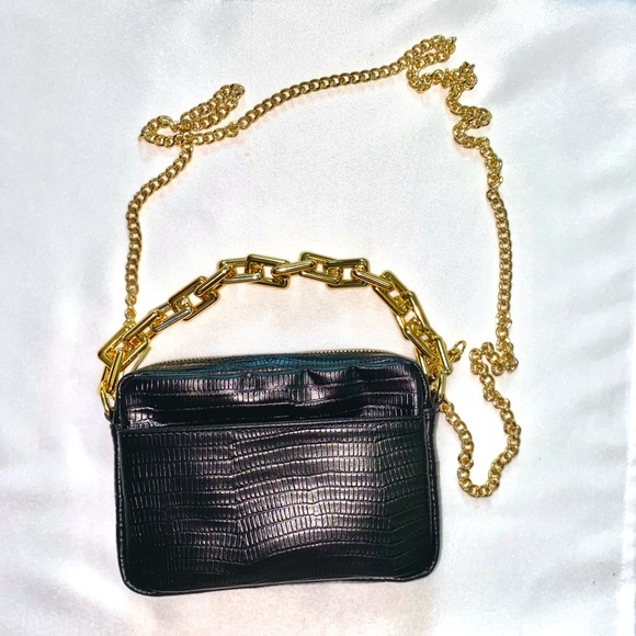 Genuine Leather Black and Gold Handbag Stella Bianca Italy - Picture 17 of 17